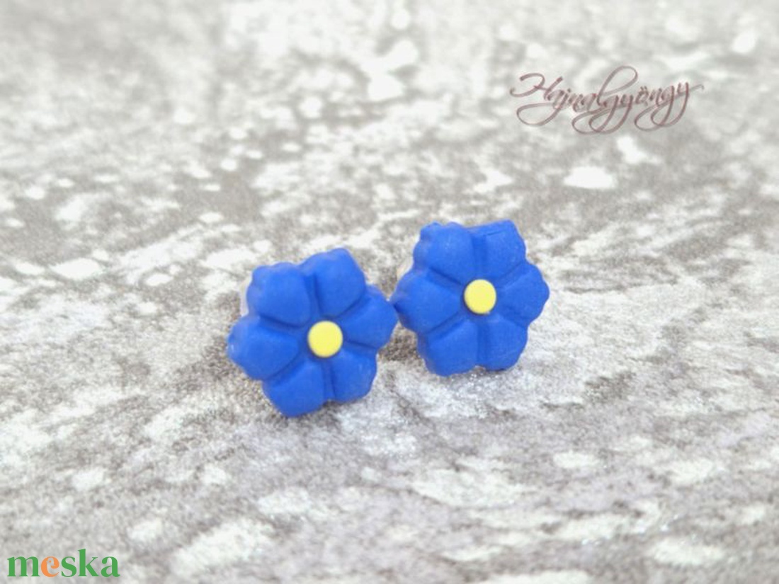 KÉK VIRÁG nemesacél fülbevaló  - ékszer - fülbevaló - pötty fülbevaló - Meska.hu