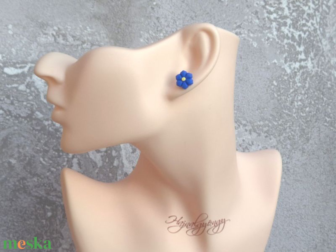 KÉK VIRÁG nemesacél fülbevaló  - ékszer - fülbevaló - pötty fülbevaló - Meska.hu