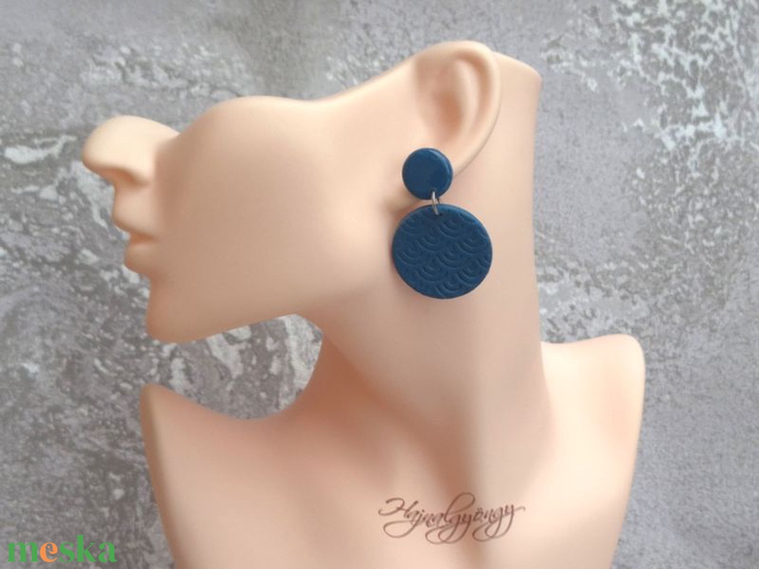 ACÉLKÉK kerek fülbevaló - ékszer - fülbevaló - lógós kerek fülbevaló - Meska.hu