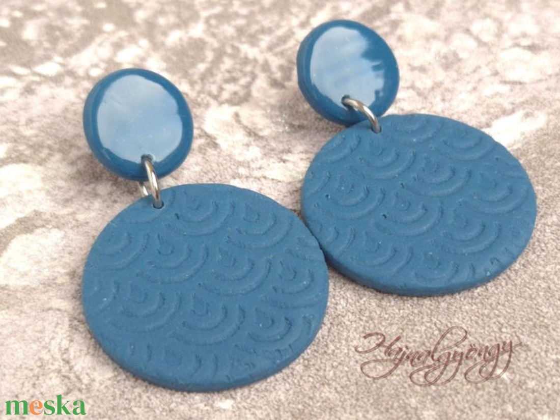 ACÉLKÉK kerek fülbevaló - ékszer - fülbevaló - lógós kerek fülbevaló - Meska.hu