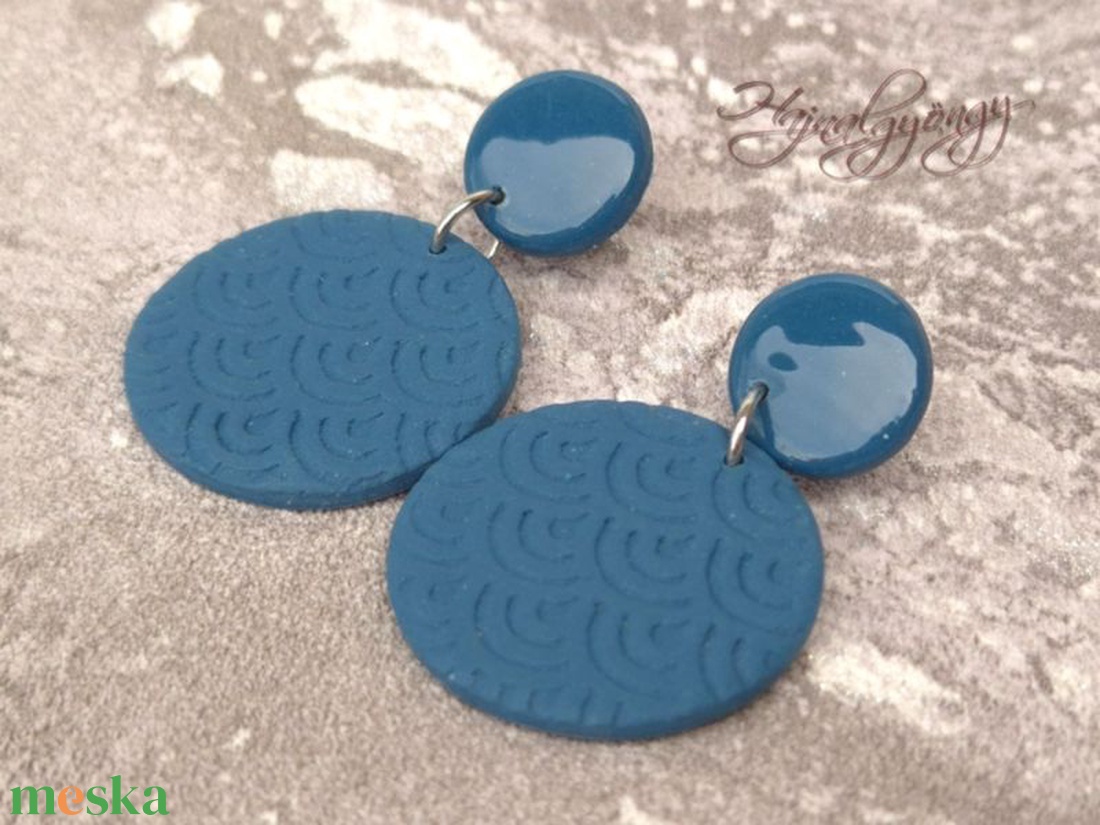 ACÉLKÉK kerek fülbevaló - ékszer - fülbevaló - lógós kerek fülbevaló - Meska.hu