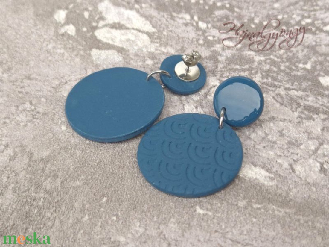 ACÉLKÉK kerek fülbevaló - ékszer - fülbevaló - lógós kerek fülbevaló - Meska.hu