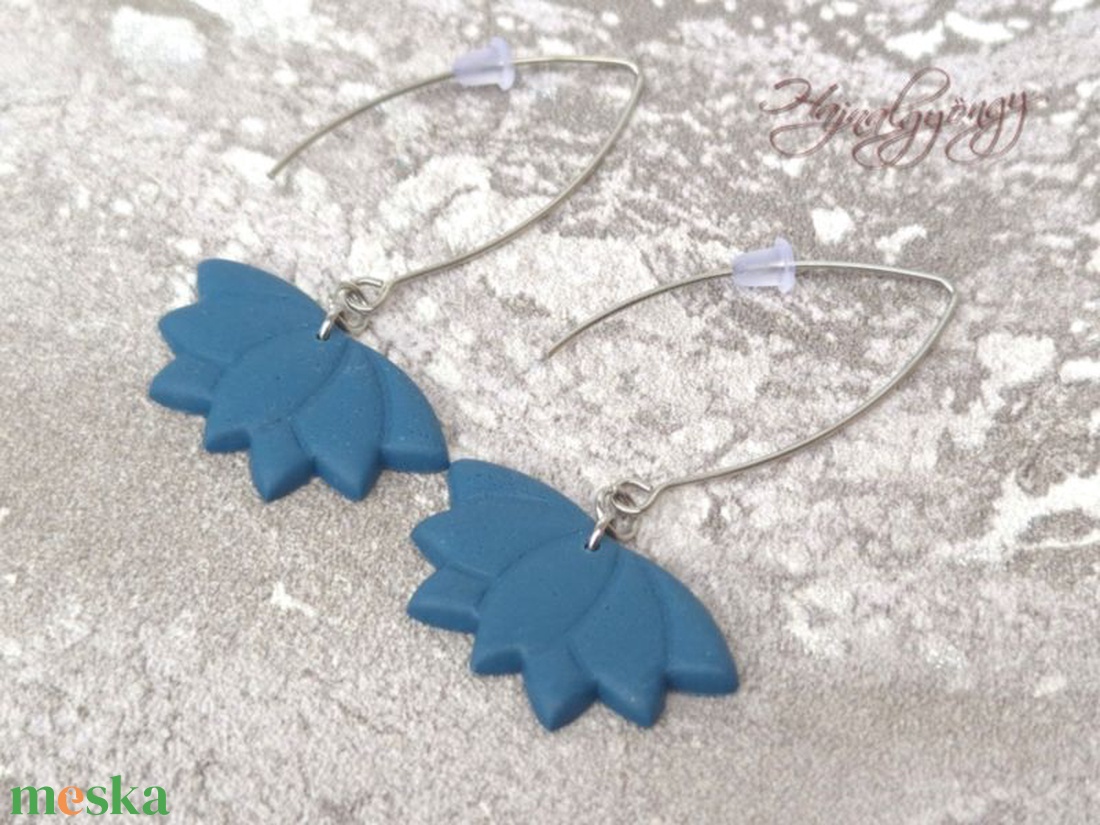 ACÉLKÉK lótusz fülbevaló - ékszer - fülbevaló - lógó fülbevaló - Meska.hu