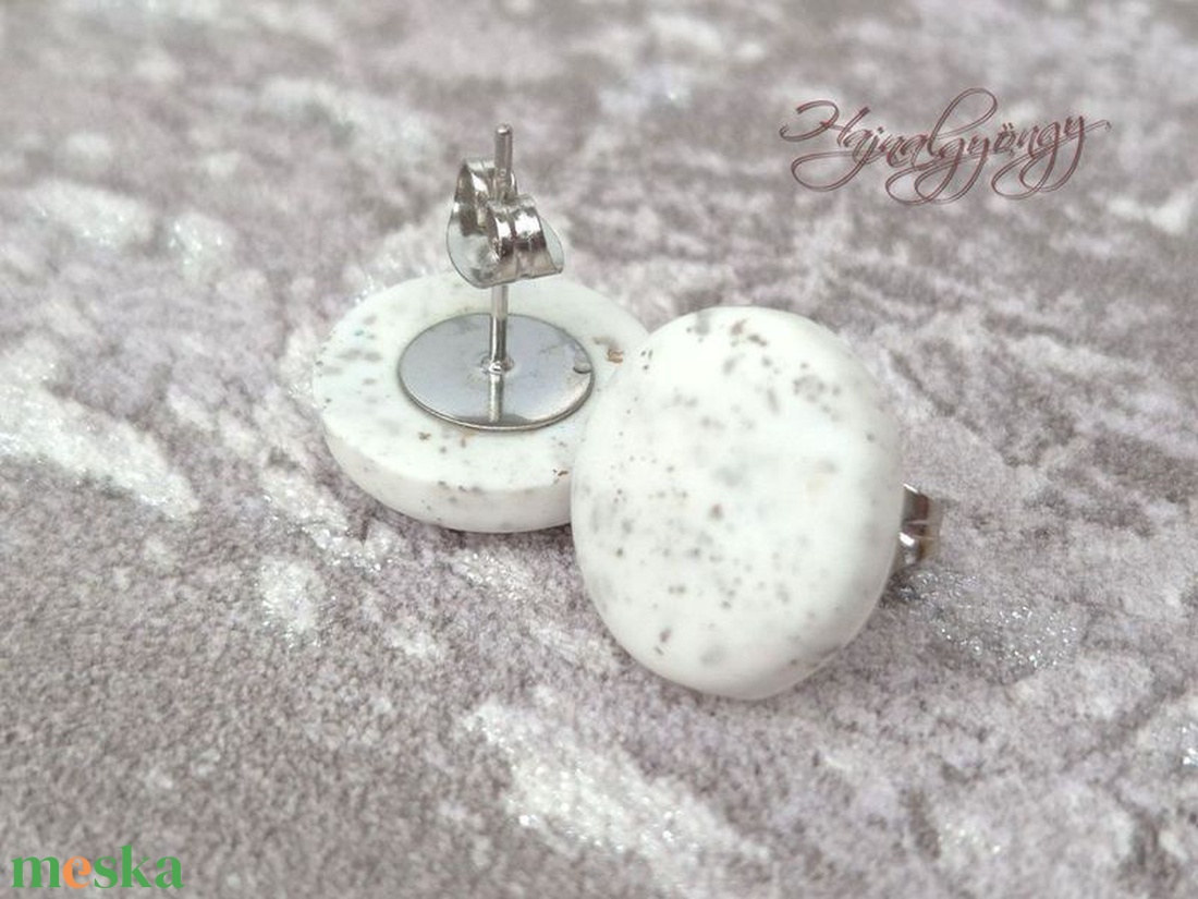 FEHÉR ARANY nemesacél fülbevaló 15 mm - ékszer - fülbevaló - pötty fülbevaló - Meska.hu