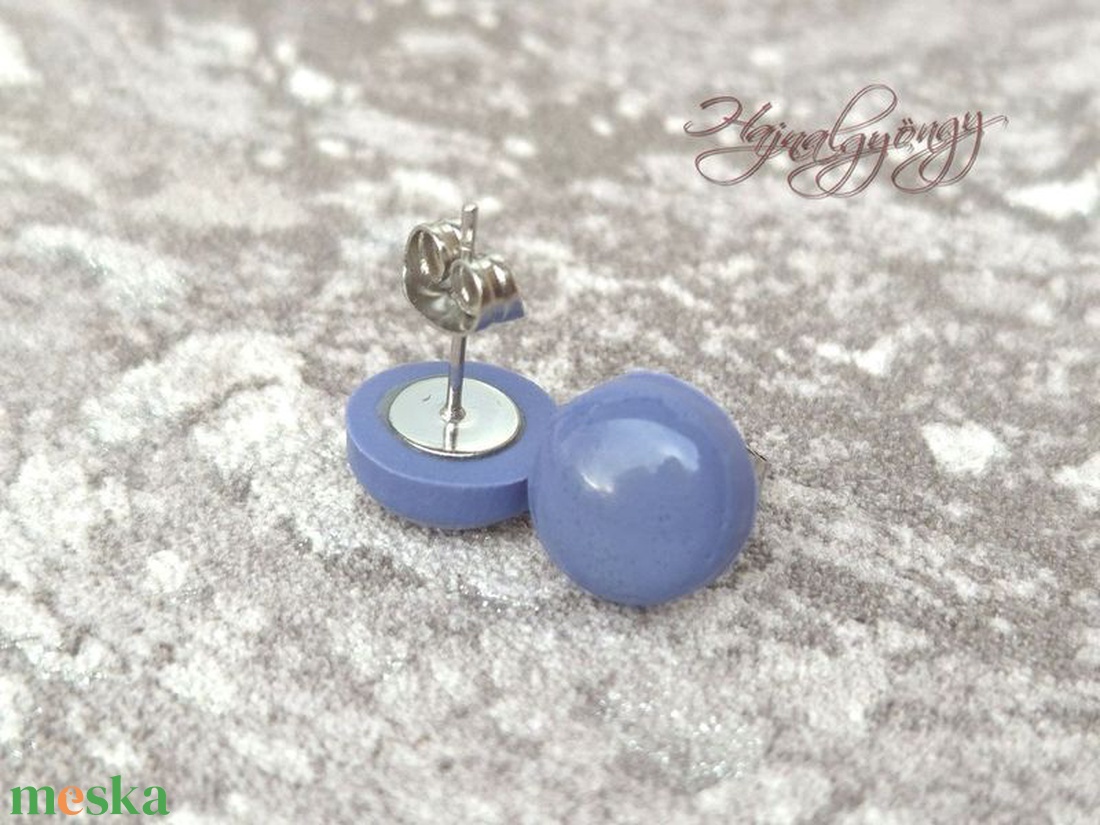 LILÁS KÉKES nemesacél fülbevaló 10 mm - ékszer - fülbevaló - pötty fülbevaló - Meska.hu