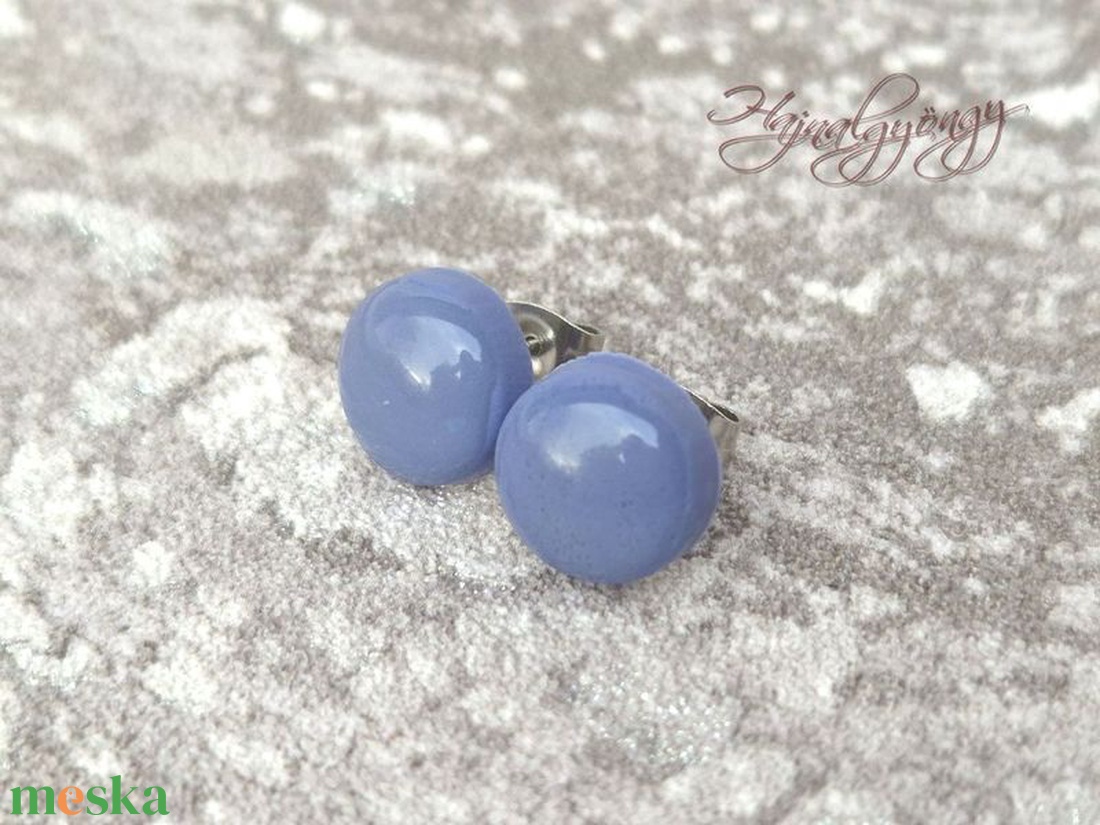 LILÁS KÉKES nemesacél fülbevaló 10 mm - ékszer - fülbevaló - pötty fülbevaló - Meska.hu