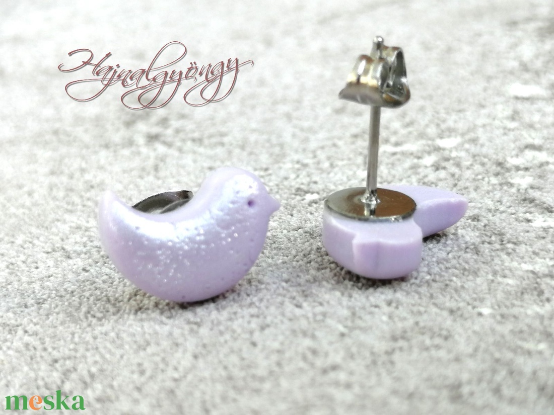 MADÁRKA - lila nemesacél fülbevaló  - ékszer - fülbevaló - pötty fülbevaló - Meska.hu