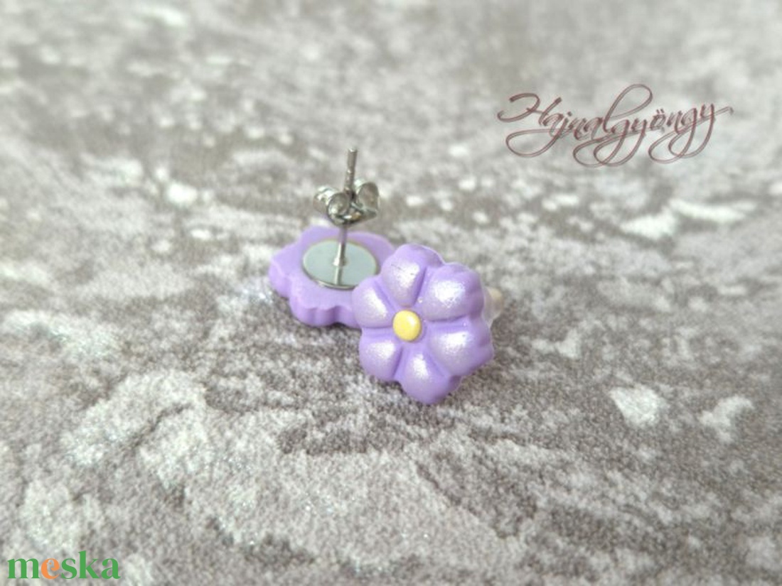 LILA VIRÁG nemesacél fülbevaló  - ékszer - fülbevaló - pötty fülbevaló - Meska.hu