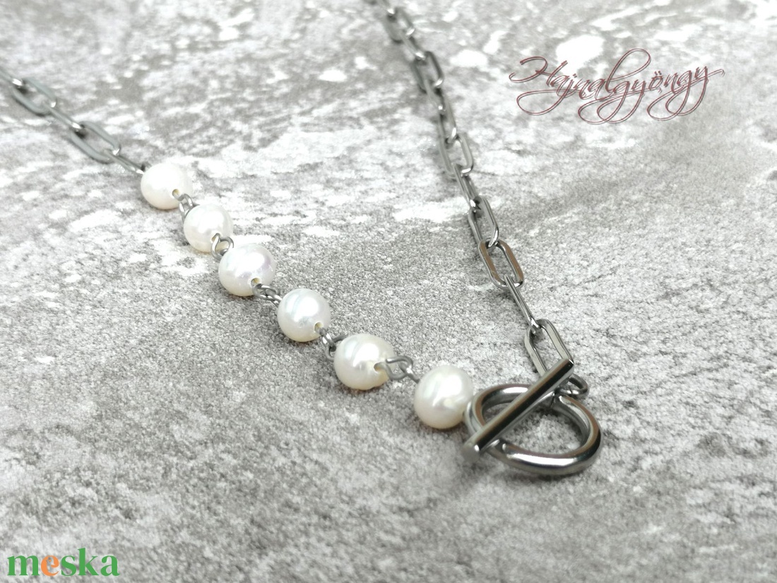 Gyöngyös nagyszemű nemesacél nyaklánc - ékszer - nyaklánc - medál nélküli nyaklánc - Meska.hu