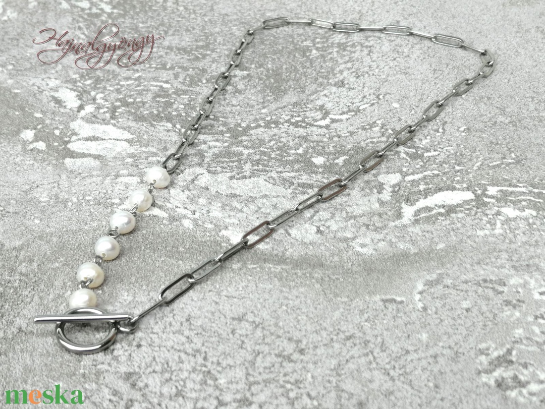 Gyöngyös nagyszemű nemesacél nyaklánc - ékszer - nyaklánc - medál nélküli nyaklánc - Meska.hu