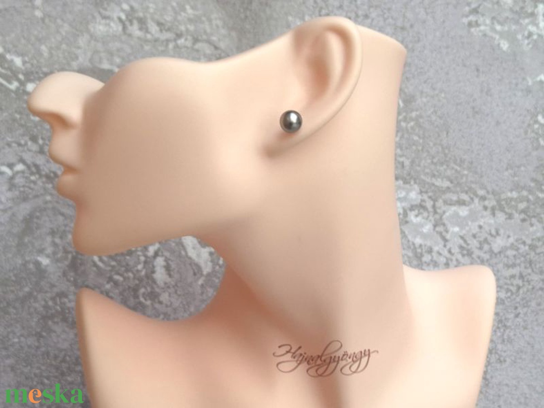 PRECIOSA szürke gömb nemesacél fülbevaló 8 mm - ékszer - fülbevaló - pötty fülbevaló - Meska.hu