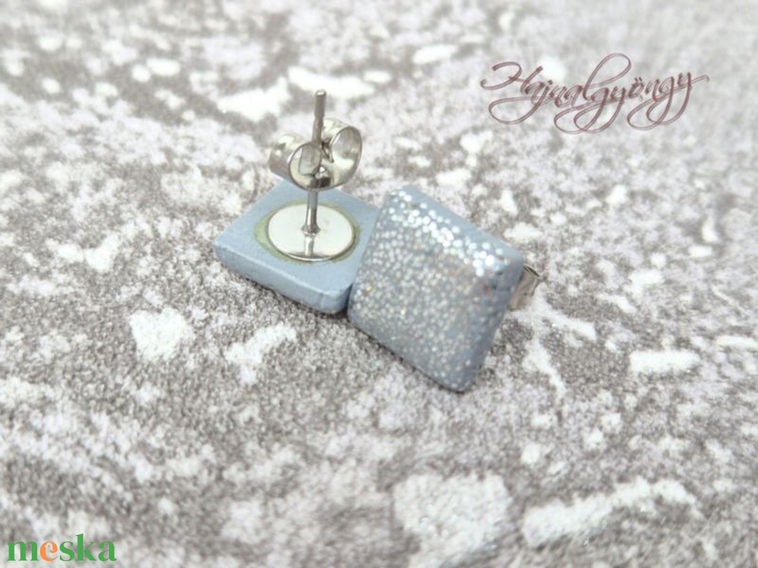 EZÜST NÉGYZET nemesacél fülbevaló 10 mm - ékszer - fülbevaló - pötty fülbevaló - Meska.hu