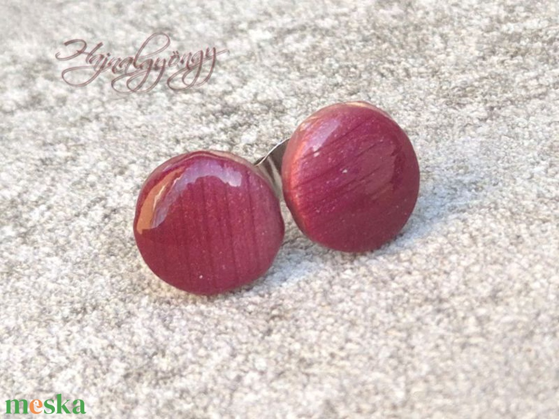 BURGUNDI nemesacél fülbevaló 10 mm - ékszer - fülbevaló - pötty fülbevaló - Meska.hu
