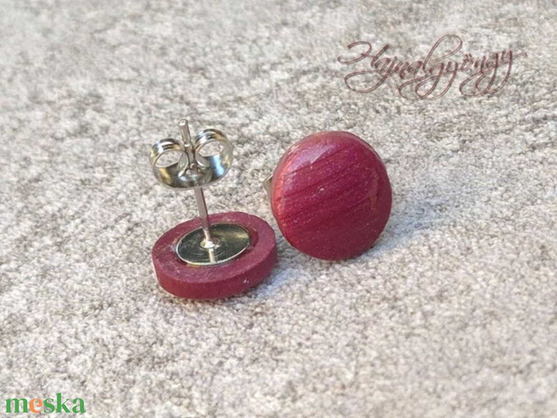 BURGUNDI nemesacél fülbevaló 10 mm - ékszer - fülbevaló - pötty fülbevaló - Meska.hu