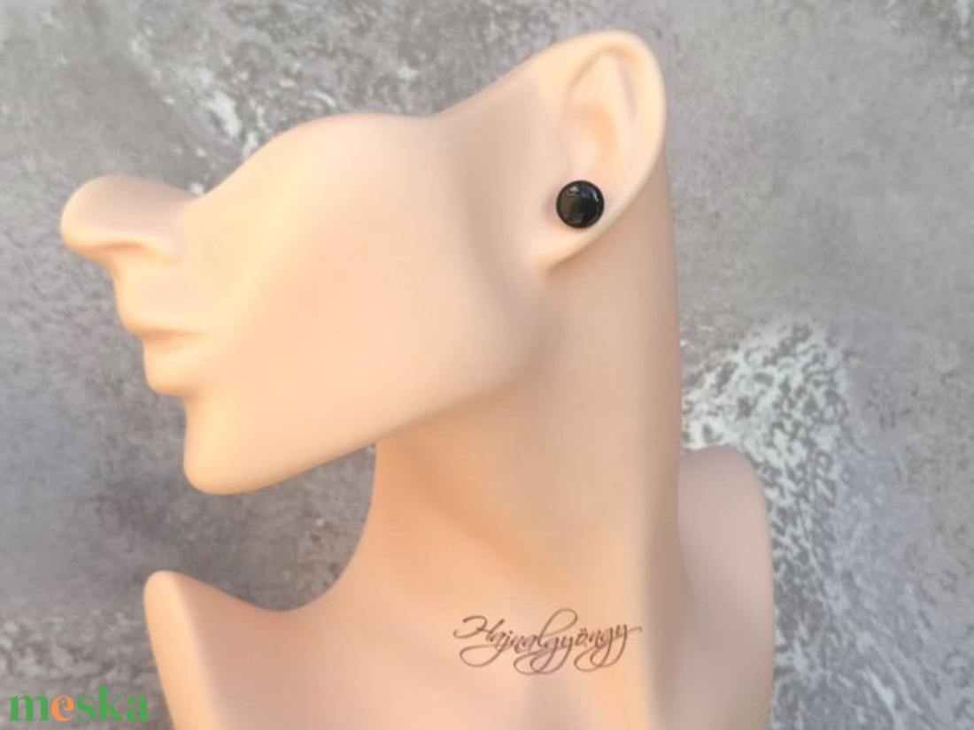 FEKETE nemesacél fülbevaló 10 mm - ékszer - fülbevaló - pötty fülbevaló - Meska.hu