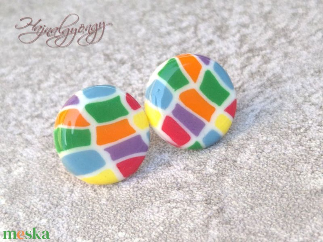 NYÁRI SZÍNEK nemesacél fülbevaló 15 mm - ékszer - fülbevaló - pötty fülbevaló - Meska.hu