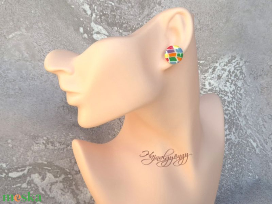 NYÁRI SZÍNEK nemesacél fülbevaló 15 mm - ékszer - fülbevaló - pötty fülbevaló - Meska.hu