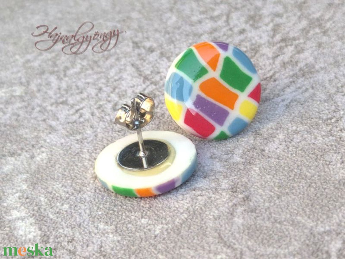 NYÁRI SZÍNEK nemesacél fülbevaló 15 mm - ékszer - fülbevaló - pötty fülbevaló - Meska.hu