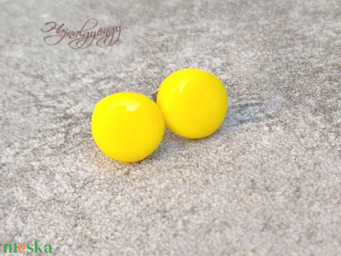 CITROMSÁRGA nemesacél fülbevaló 10 mm - ékszer - fülbevaló - pötty fülbevaló - Meska.hu