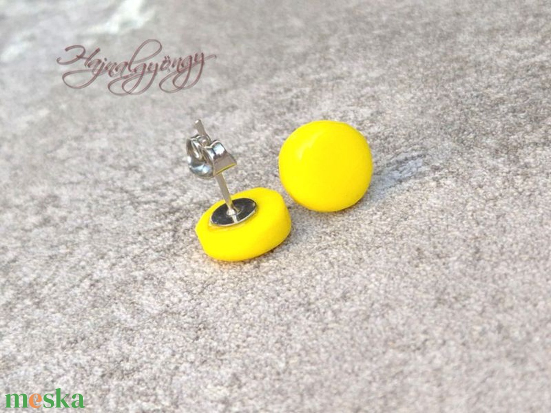 CITROMSÁRGA nemesacél fülbevaló 10 mm - ékszer - fülbevaló - pötty fülbevaló - Meska.hu