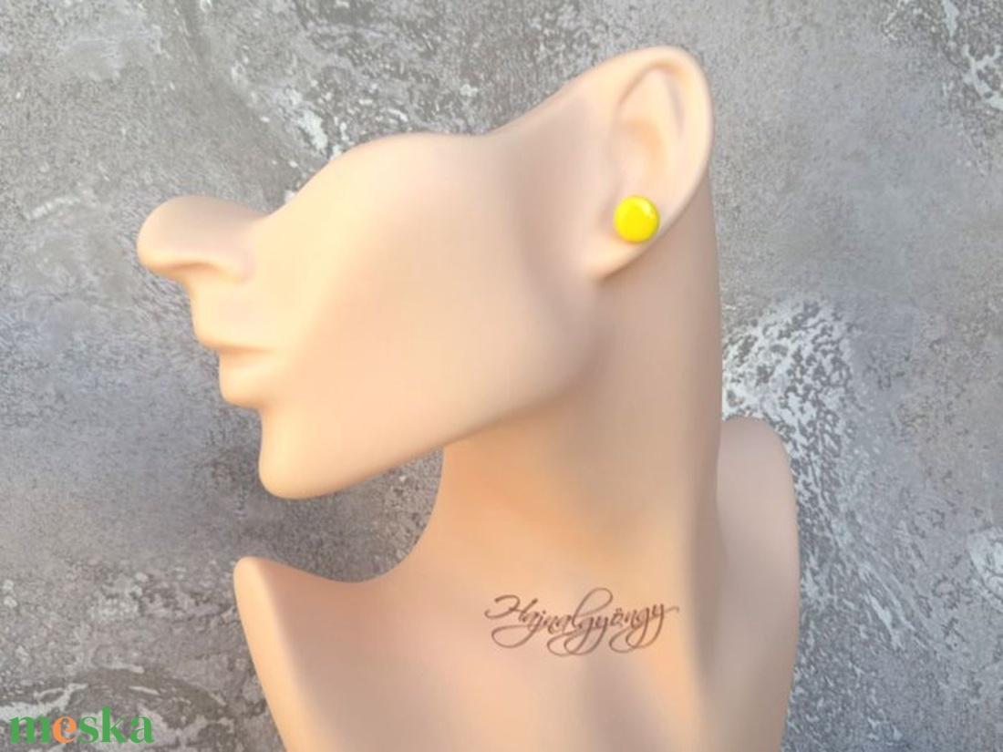 CITROMSÁRGA nemesacél fülbevaló 10 mm - ékszer - fülbevaló - pötty fülbevaló - Meska.hu