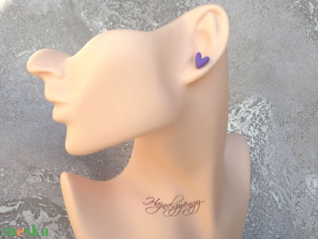 LILA SZÍV nemesacél fülbevaló 9 mm - ékszer - fülbevaló - pötty fülbevaló - Meska.hu