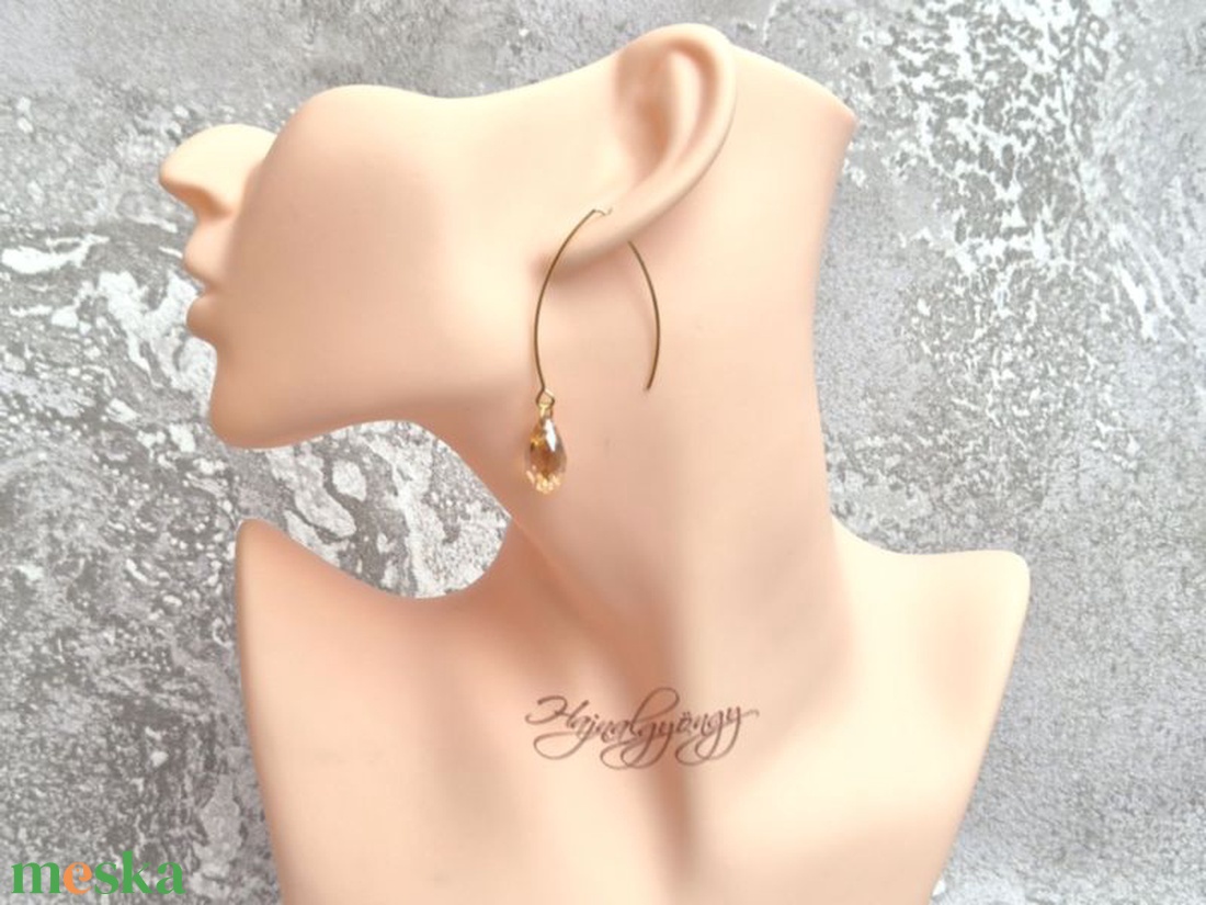 Kristály csepp hosszított nemesacél fülbevaló - ékszer - fülbevaló - lógó csepp fülbevaló - Meska.hu