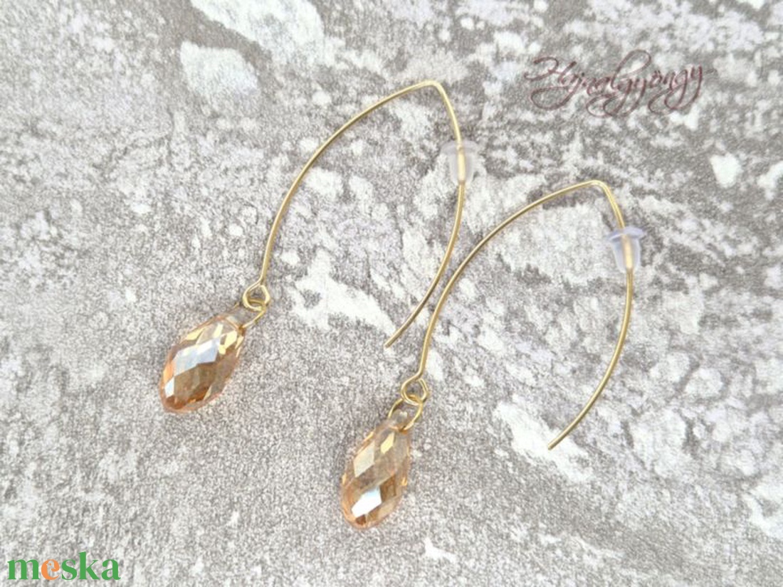 Kristály csepp hosszított nemesacél fülbevaló - ékszer - fülbevaló - lógó csepp fülbevaló - Meska.hu