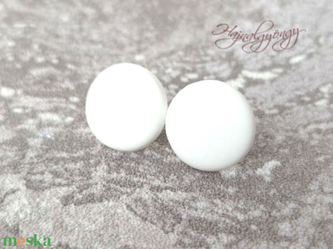 FEHÉR nemesacél fülbevaló 15 mm - ékszer - fülbevaló - pötty fülbevaló - Meska.hu