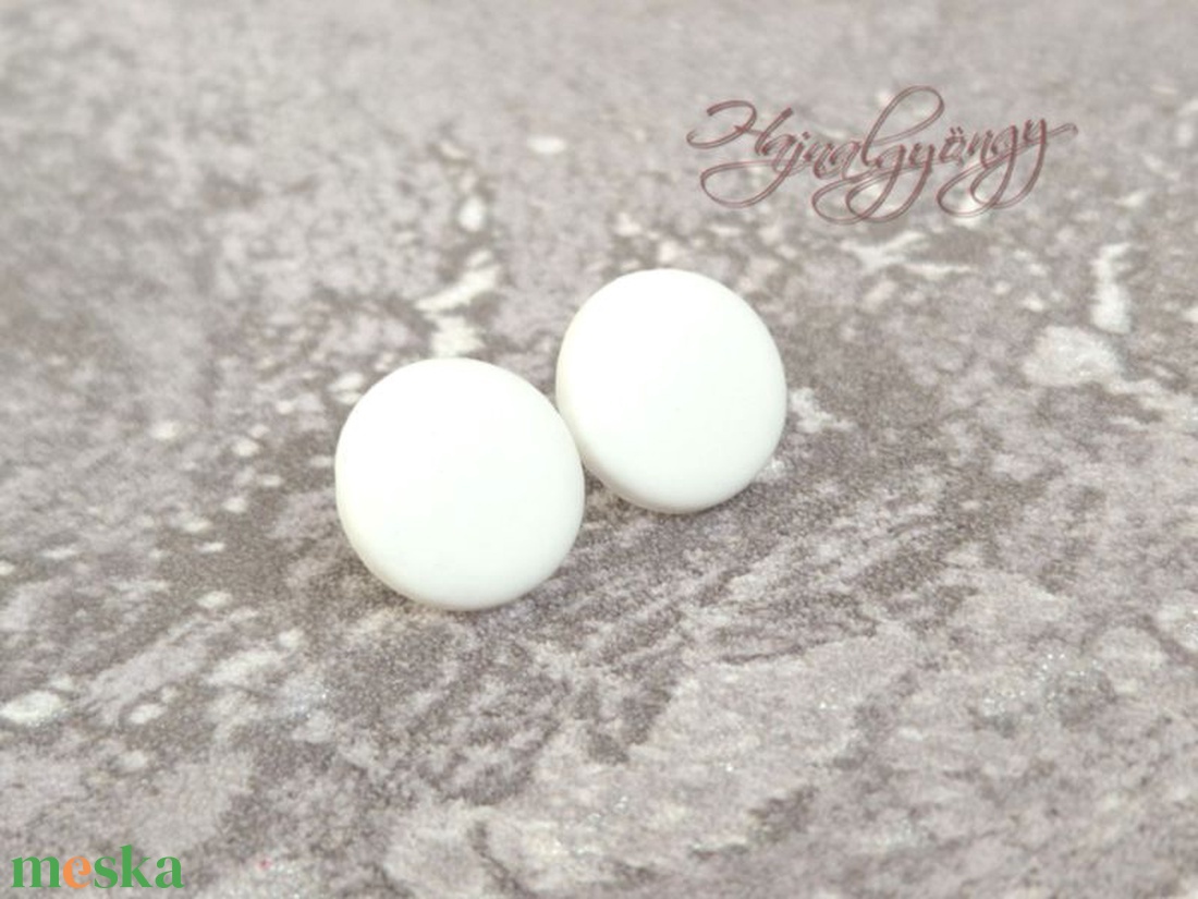FEHÉR nemesacél fülbevaló 15 mm - ékszer - fülbevaló - pötty fülbevaló - Meska.hu