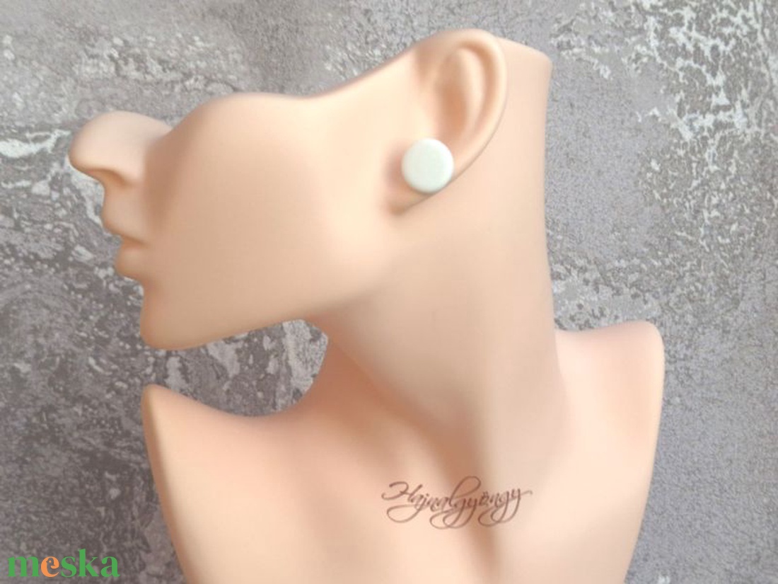 FEHÉR nemesacél fülbevaló 15 mm - ékszer - fülbevaló - pötty fülbevaló - Meska.hu