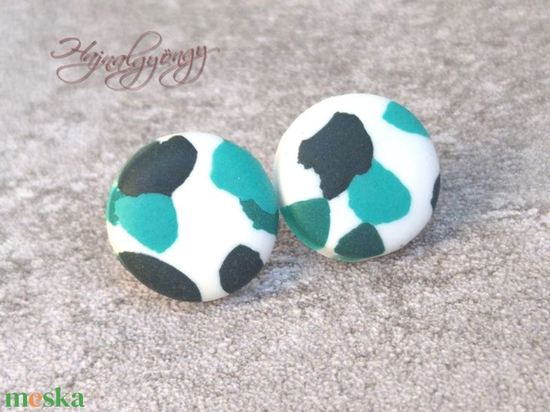 ZÖLD FOLTOS nemesacél fülbevaló 15 mm - ékszer - fülbevaló - pötty fülbevaló - Meska.hu