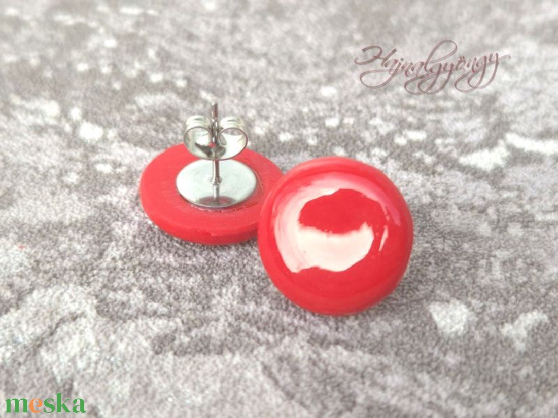 PIROS nemesacél fülbevaló 15 mm - ékszer - fülbevaló - pötty fülbevaló - Meska.hu
