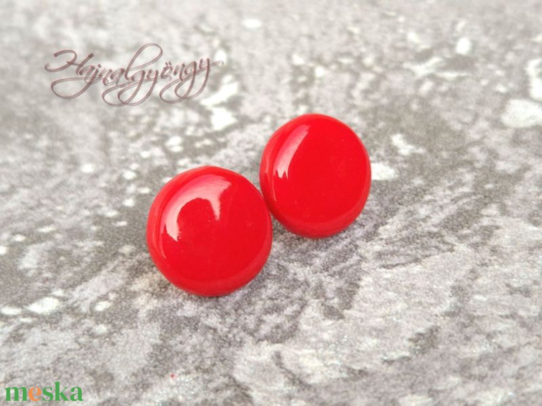 PIROS nemesacél fülbevaló 15 mm - ékszer - fülbevaló - pötty fülbevaló - Meska.hu