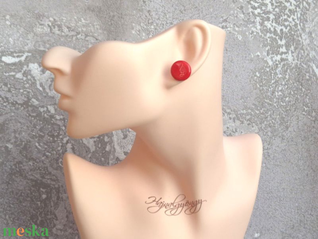 PIROS nemesacél fülbevaló 15 mm - ékszer - fülbevaló - pötty fülbevaló - Meska.hu