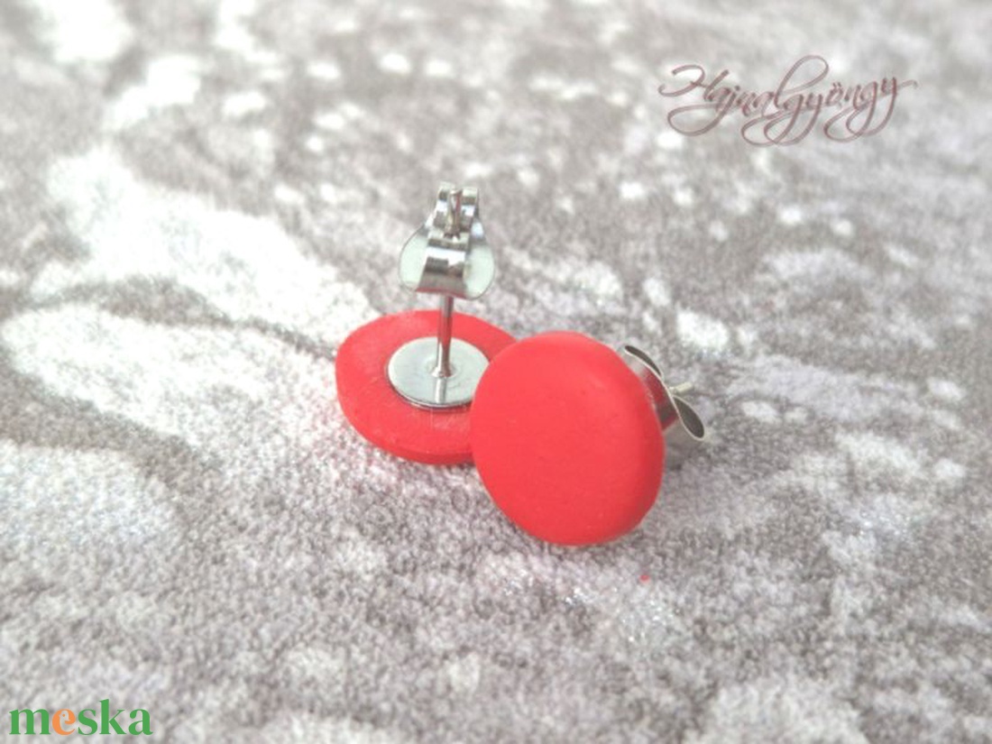 PIROS nemesacél fülbevaló 10 mm - ékszer - fülbevaló - pötty fülbevaló - Meska.hu