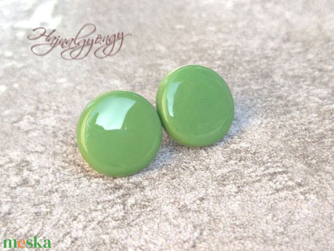 ZÖLD nemesacél fülbevaló 15 mm - ékszer - fülbevaló - pötty fülbevaló - Meska.hu