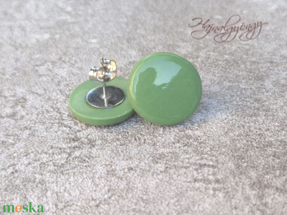 ZÖLD nemesacél fülbevaló 15 mm - ékszer - fülbevaló - pötty fülbevaló - Meska.hu