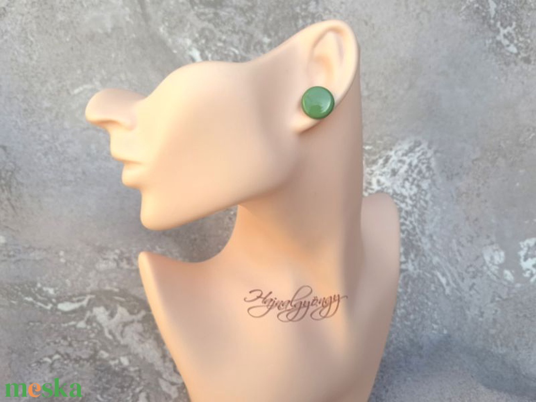 ZÖLD nemesacél fülbevaló 15 mm - ékszer - fülbevaló - pötty fülbevaló - Meska.hu