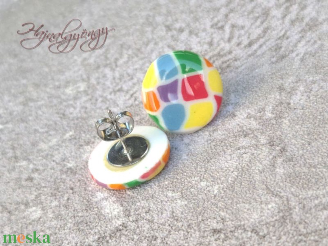 NYÁRI SZÍNEK nemesacél fülbevaló 15 mm - ékszer - fülbevaló - pötty fülbevaló - Meska.hu