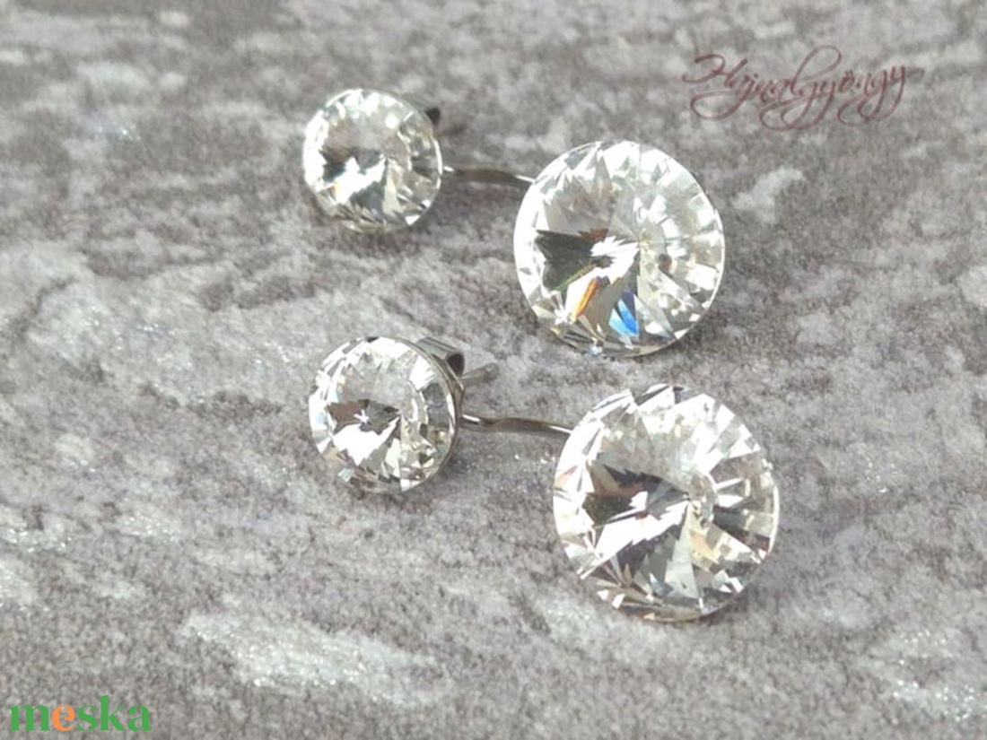 DUPLA CRYSTAL nemesacél fülbevaló  - ékszer - fülbevaló - pötty fülbevaló - Meska.hu