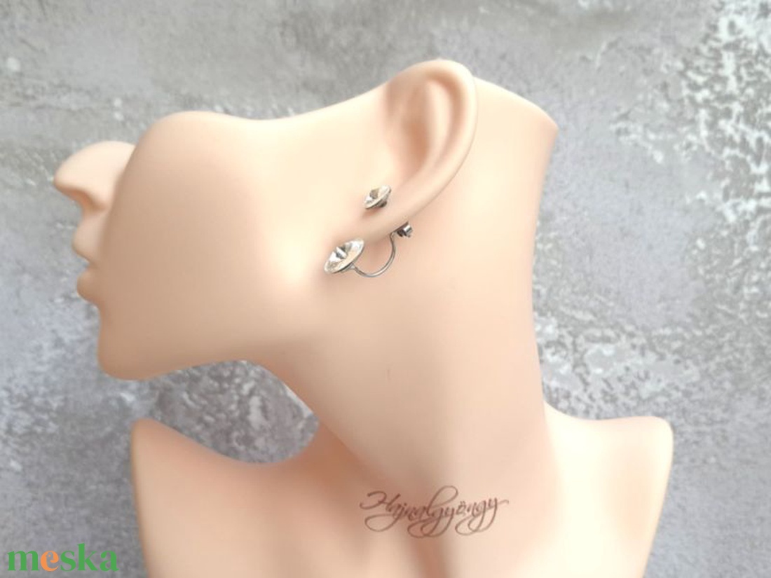 DUPLA CRYSTAL nemesacél fülbevaló  - ékszer - fülbevaló - pötty fülbevaló - Meska.hu