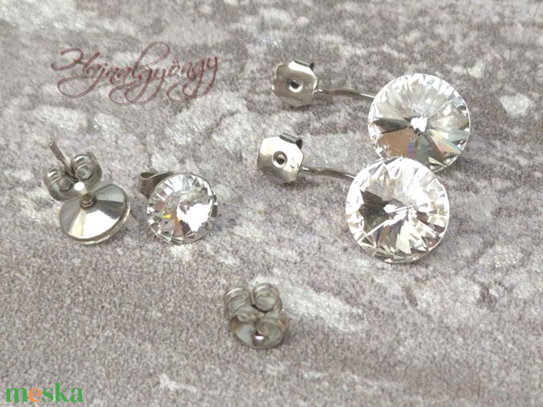 DUPLA CRYSTAL nemesacél fülbevaló  - ékszer - fülbevaló - pötty fülbevaló - Meska.hu
