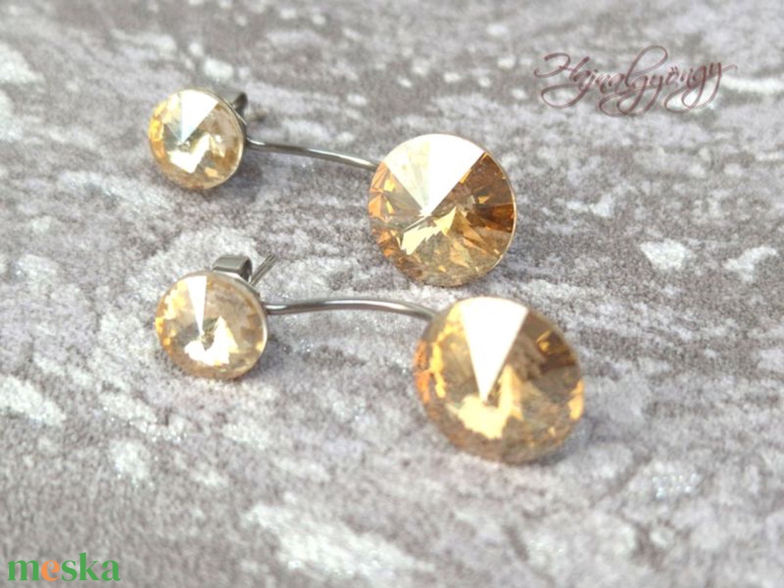 DUPLA GOLDEN SHADOW nemesacél fülbevaló  - ékszer - fülbevaló - pötty fülbevaló - Meska.hu