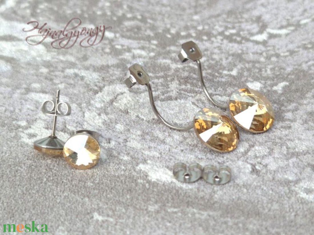 DUPLA GOLDEN SHADOW nemesacél fülbevaló  - ékszer - fülbevaló - pötty fülbevaló - Meska.hu
