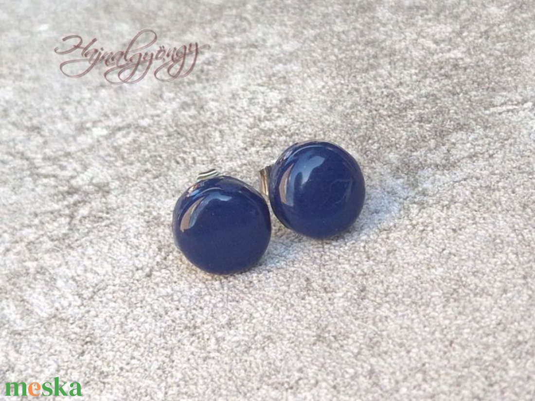 SÖTÉTKÉK nemesacél fülbevaló 10 mm - ékszer - fülbevaló - pötty fülbevaló - Meska.hu