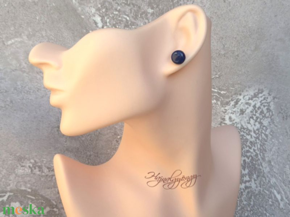 SÖTÉTKÉK nemesacél fülbevaló 10 mm - ékszer - fülbevaló - pötty fülbevaló - Meska.hu