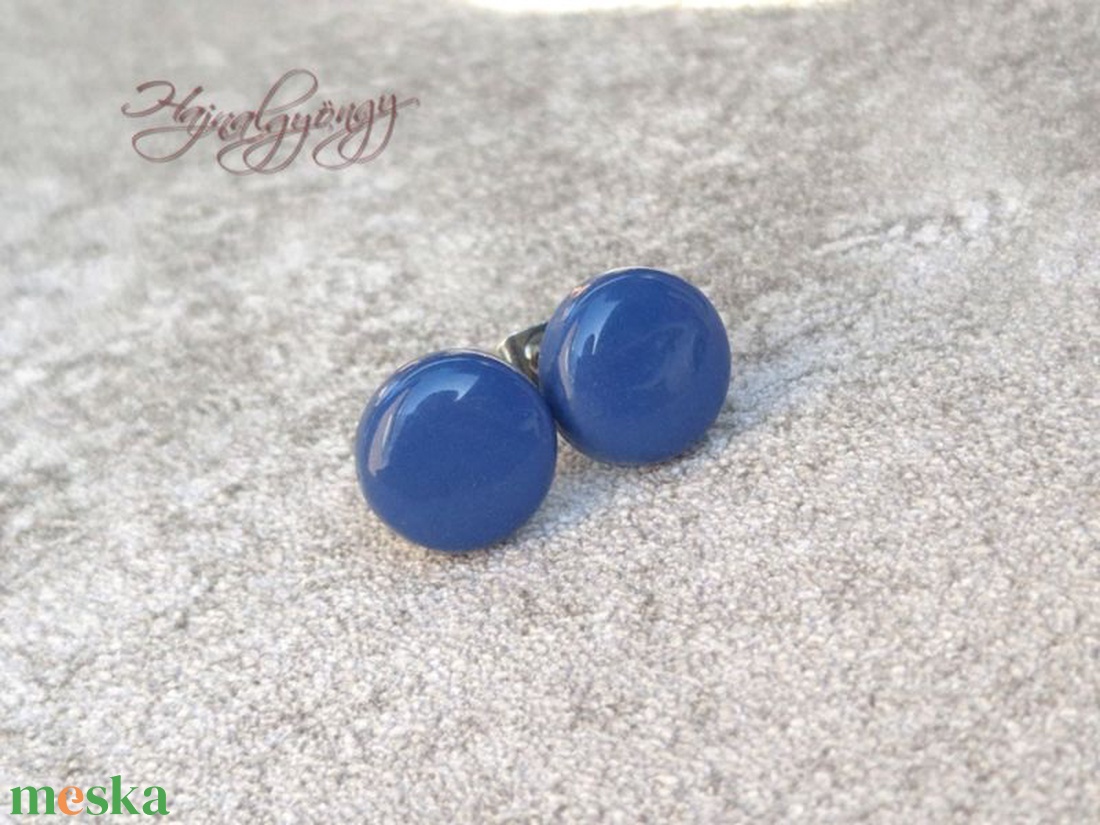 KÖZÉPKÉK nemesacél fülbevaló 10 mm - ékszer - fülbevaló - pötty fülbevaló - Meska.hu