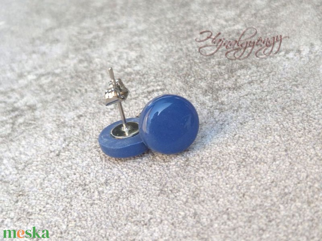 KÖZÉPKÉK nemesacél fülbevaló 10 mm - ékszer - fülbevaló - pötty fülbevaló - Meska.hu