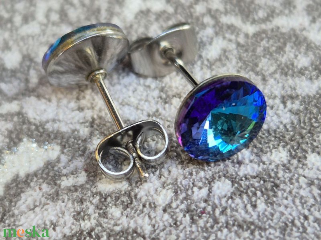 BERMUDA BLUE nemesacél fülbevaló 8 mm - ékszer - fülbevaló - pötty fülbevaló - Meska.hu